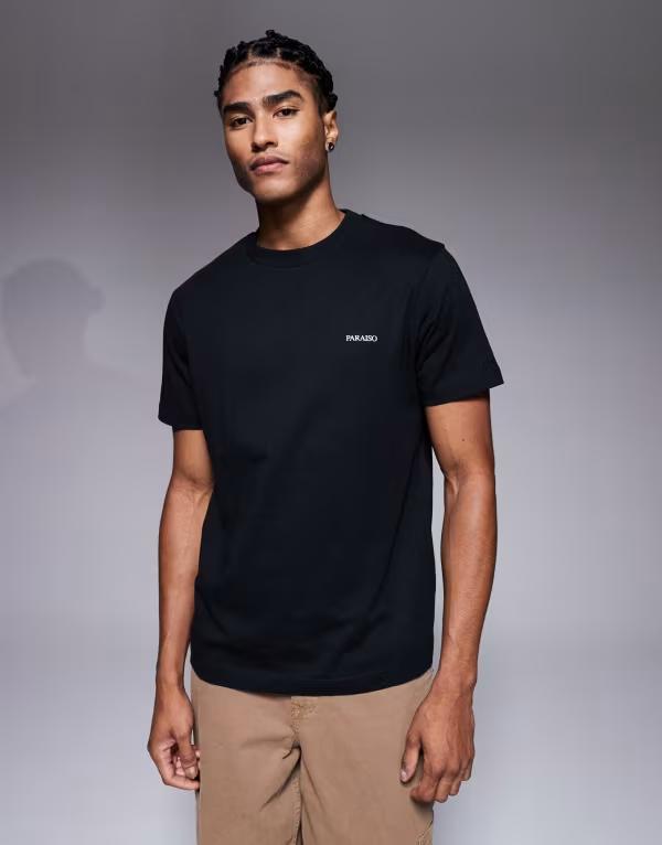 エイソス メンズ トップス Tシャツ プリント ASOS DESIGN T-shirt with text chest print Black ブラック 5,586円