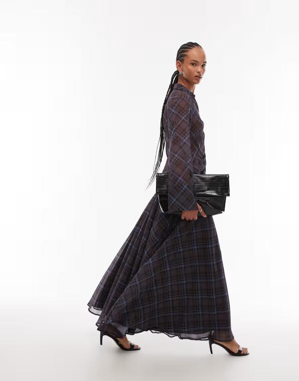 エイソス レディース ボトムスカート マキシ ASOS DESIGN volume maxi skirt in plaid Check チェック