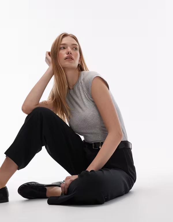 アンドアザーストーリーズ レディース トップス Tシャツ スリムフィット クルーネック キャップ ジャージー & Other Stories jersey slim fit crew neck top with cap sleeves Gray グレー