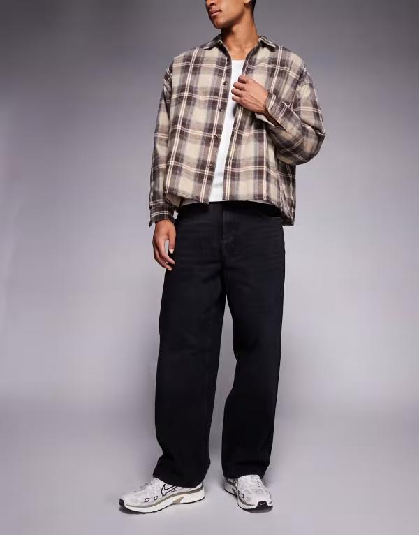 リバーアイランド メンズ ボトムス デニムパンツ ジーンズ River Island baggy washed jeans Black ブラック