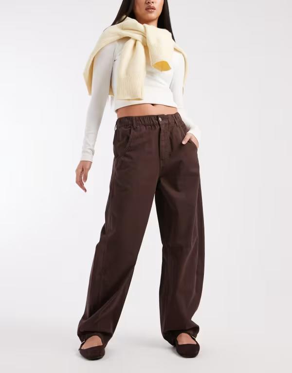 ミスセルフフリッジ レディース ボトムス カジュアルパンツ カーゴパンツ Misselfridgelasticized baggy cargo pants Chocolate チョコレート｜ReVida 店
