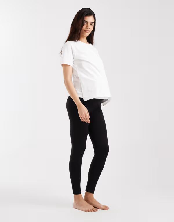 ママライシアス レディース ボトムス レギンス マタニティ Mama.licious Mamalicious Maternity seamless active leggings with foldable post-bump waistband Black 黒いこと