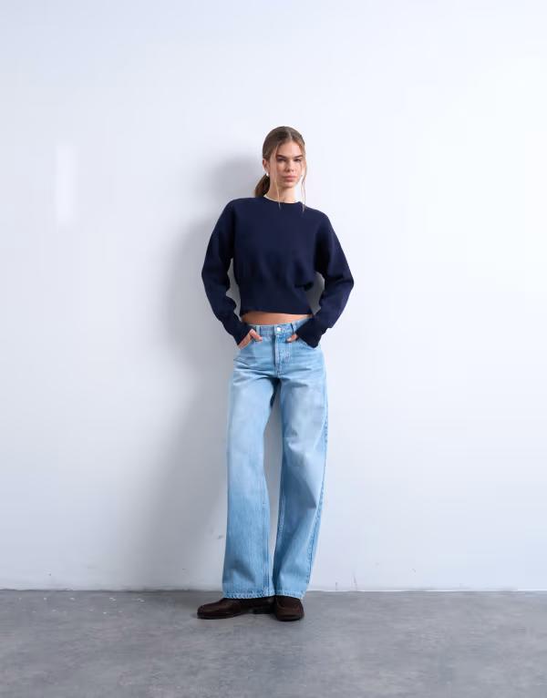 トップショップ レディース ボトムス デニムパンツ ストレート ローライズ ジーンズ Topshop Ember low rise straight leg jeans in bleach｜ReVida 店