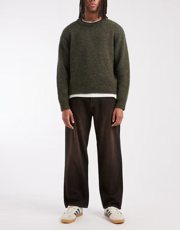 ジャック アンド ジョーンズ メンズ ボトムス デニムパンツ ジーンズ Jack & Jones Alex baggy jeans with brown tint Black Denim ブラック