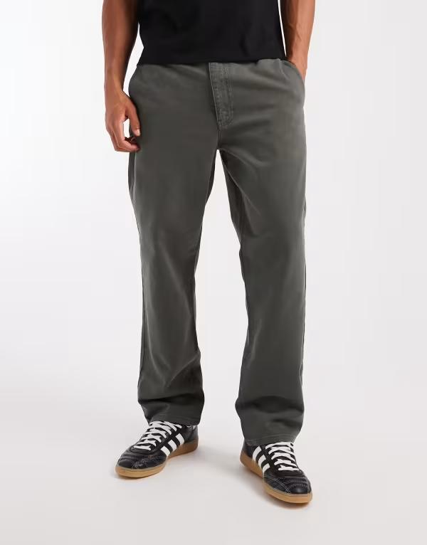 エイソス メンズ ボトムス カジュアルパンツ ASOS DESIGN straight fit pants in charcoal チャコール