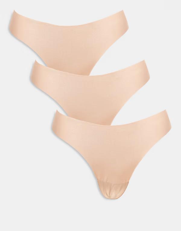 エイソス レディース アンダー御召しもの ブリーフズボン下 ASOS DESIGN 3 pack no vpl thong BEIGE ベージュ