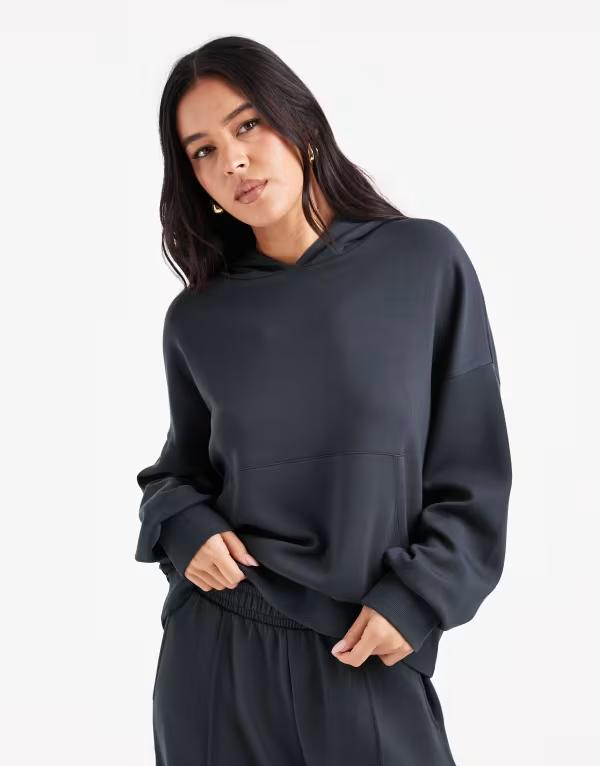 エイソス レディース アウター パーカー・スウェット ASOS DESIGN softouch cupro hoodie インチ charcoal 濃灰色