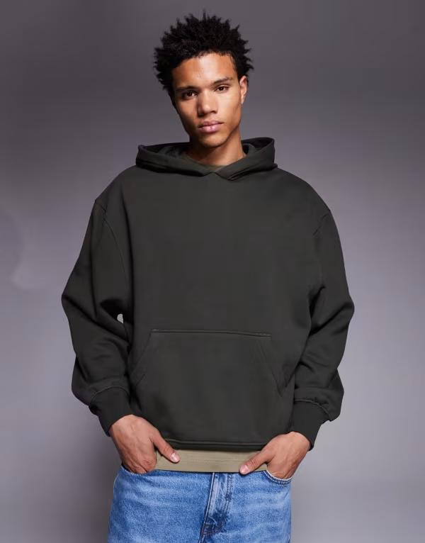 エイソス メンズ アウター パーカー・スウェット ASOS DESIGN premium heavyweight oversized hoodie in 400gsm Elegance カーキ