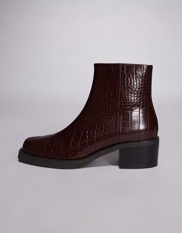 エイソス メンズ シューズ ブーツ・レインブーツ チェルシーブーツ プリント チェルシー ヒール ASOS DESIGN heeled chelsea boots in faux snake print Multi マルチカラー