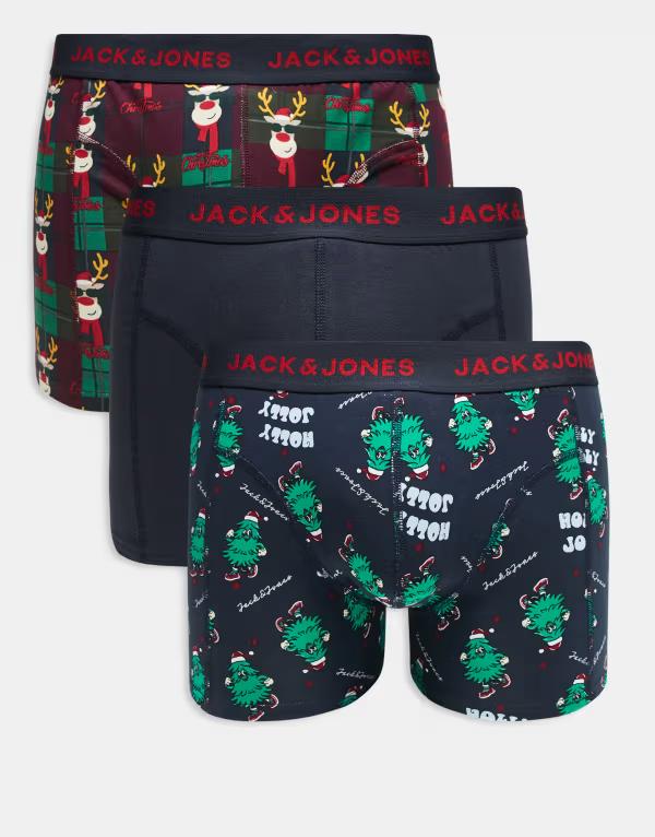 ジャック アンド ジョーンズ メンズ アンダーウェア トランクス Jack & Jones 3 pack rudolph boxer briefs Dark Navy ネイビー