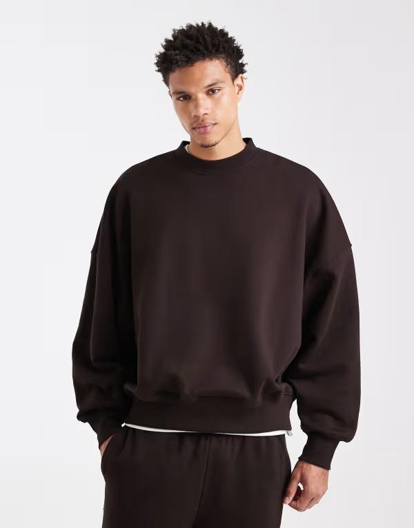 エイソス メンズ アウター パーカー・スウェット シャツ ASOS DESIGN premium heavyweight extreme oversized sweatshirt in 400gsmole ブラウン