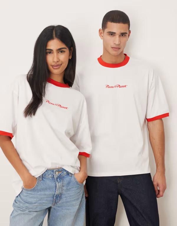 エイソス レディース トップス Tシャツ ASOS DESIGN Disney Pixar Unisex oversized Toy Story Pizza Planet-shirt WHITE ホワイト