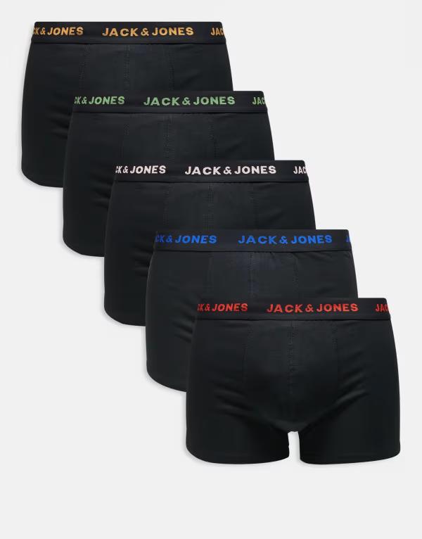 ジャック アンド ジョーンズ メンズ アンダーウェア ブリーフパンツ Jack & Jones 5 pack trunks Black ブラック｜ReVida 店