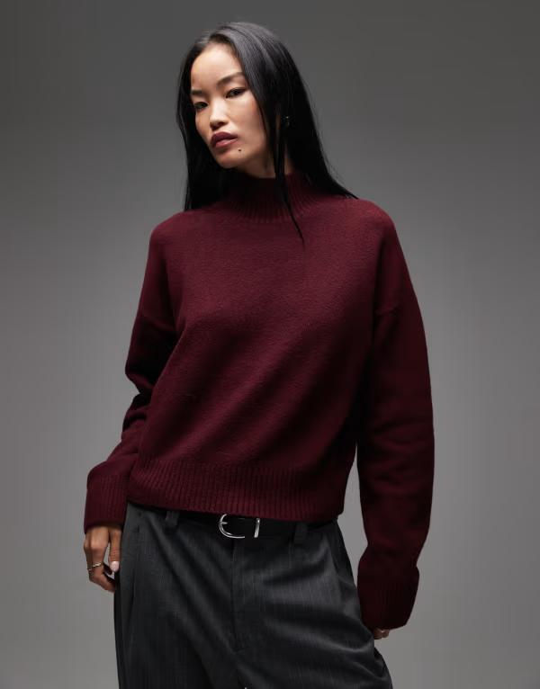 アンドアザーストーリーズ レディース アウター ニット・セーター ハイネック & Other Stories high neck relaxed knit sweater Burgundy バーガンディ｜ReVida 店