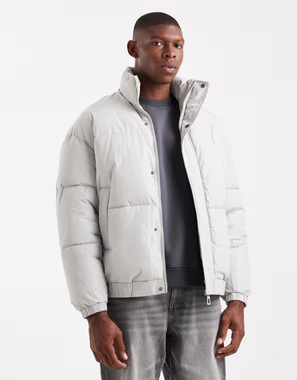 オンリーアンドサンズ メンズ アウター ジャケット・ブルゾン ONLY & SONS oversized cuffed puffer jacket in light Mirage gray グレー