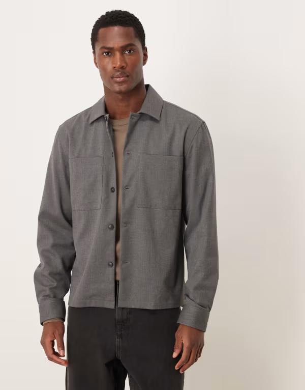 マンゴ メンズ トップス シャツ Mangovershirt Gray グレー｜ReVida 店