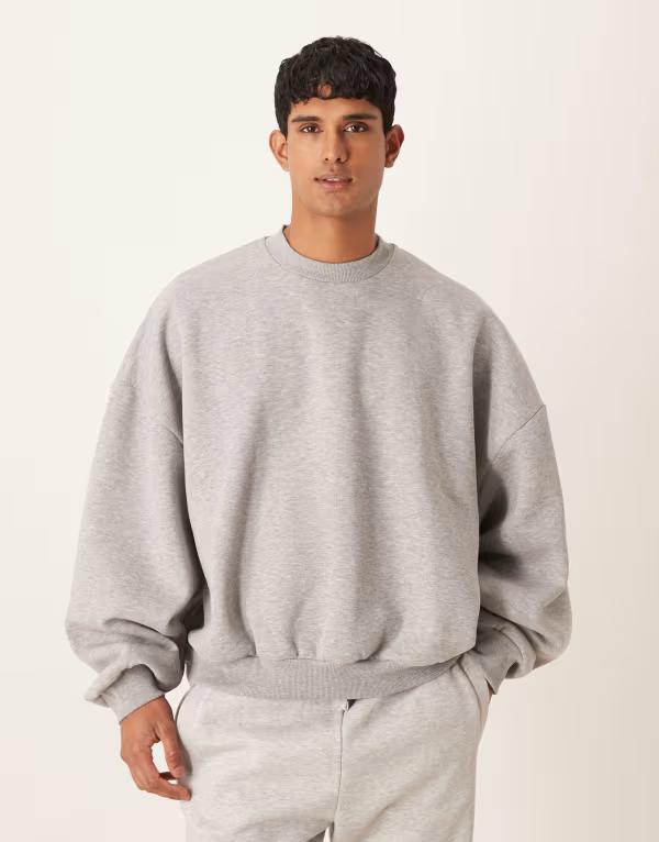 エイソス メンズ アウター パーカー・スウェット プルオーバー ASOS DESIGN extreme oversized sweatshirt heather Gray Heather 薄墨色 メンズファッション-トップス
