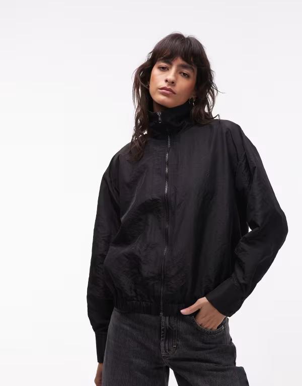 エイソス レディース アウター コート ハイネック ASOS DESIGN taffeta high neck windbreaker Black ブラック｜ReVida 店