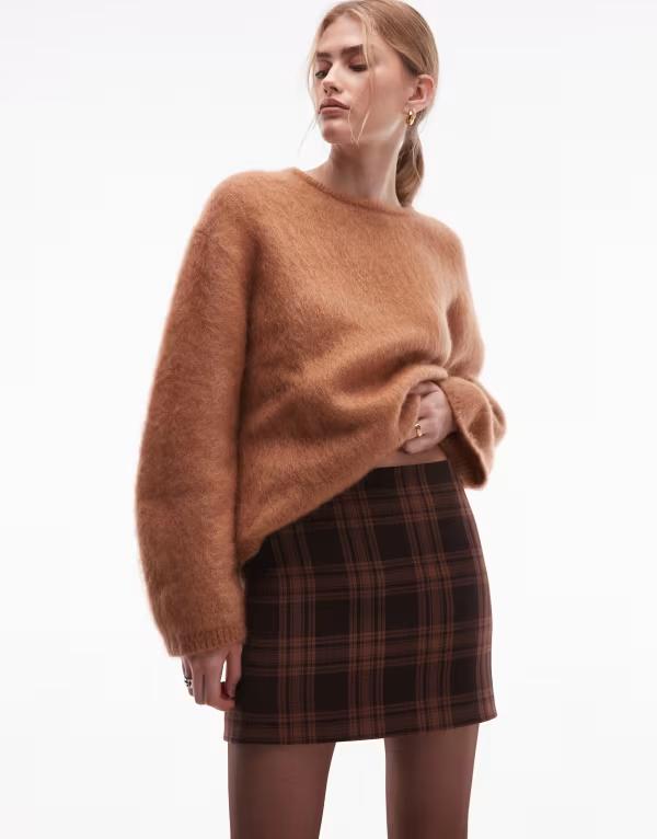 アンドアザーストーリーズ レディース ボトムスカート プリント ミニ & Other Stories mini skirt in plaid print brown ブラウン｜ReVida 店