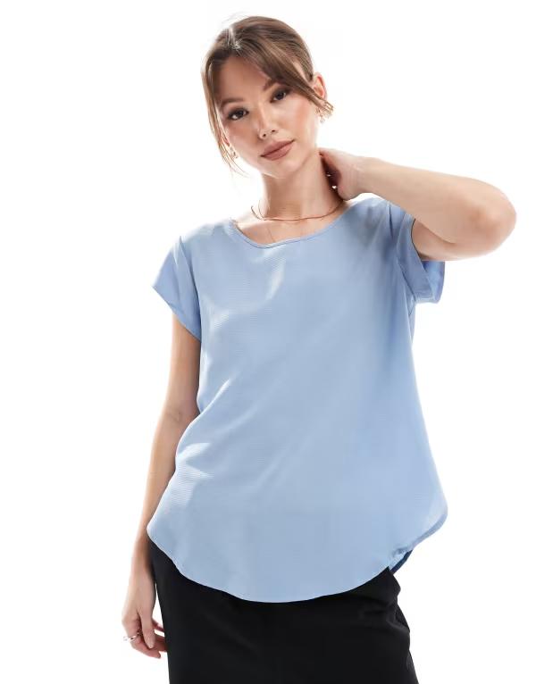 オンリー レディース トップス シャツ ブラウス ONLY zip back blouse in powder SOFT CHAMBRAY ブルー