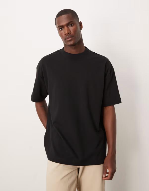 エイソス メンズ トップス Tシャツ コットン ASOS DESIGN breatheMAX heavyweight oversized T-shirt cotton blend Black ブラック