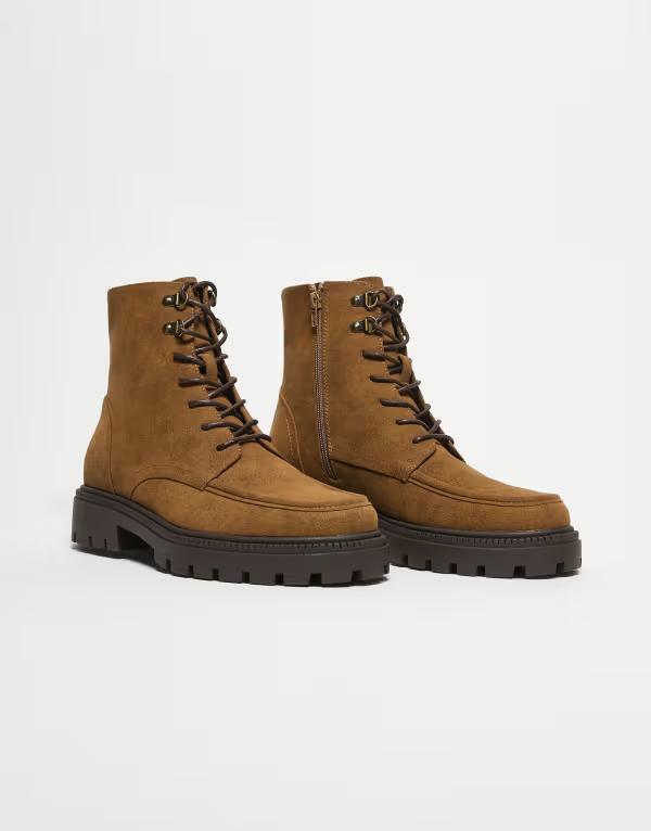 エイソス メンズ シューズ ブーツ・レインブーツ スピード競技 ASOS DESIGN lace up boots withiker detail インチ taupe トープ