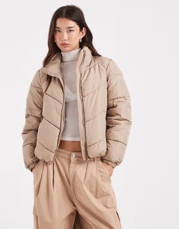 ヴェロモーダ レディース アウター 上衣・上衣 Vero Moda puffer jacket インチ stone Silver Mink ミンクのコート