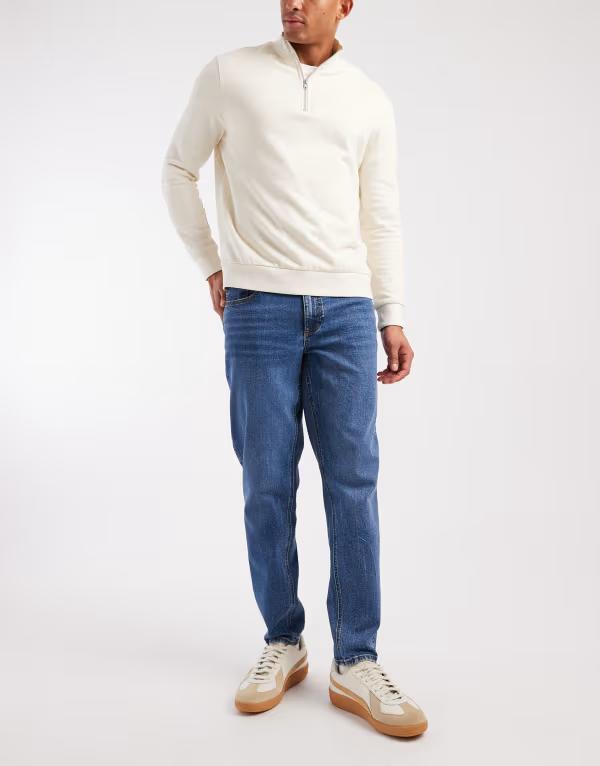 エイソス メンズ ボトムス デニムパンツ ジーンズ ASOS DESIGN stretch tapered jeans in dark wash Dark Wash Blue ブルー