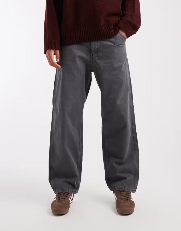 ジャック アンド ジョーンズ メンズ ボトムス カジュアルパンツ Jack & Jones Alex baggy workwear pants Asphalt グレー