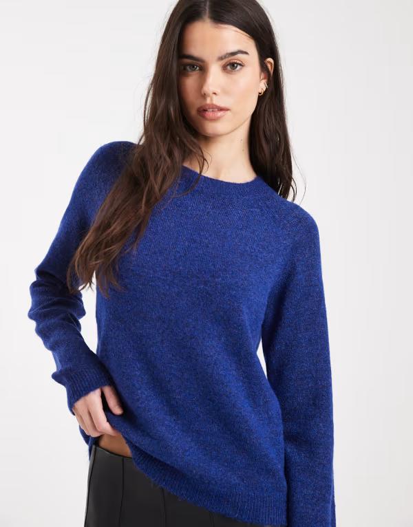 ピーシーズ レディース アウター ニット・セーター ハイネック Pieces high neck sweater in dark BLUING ブルー