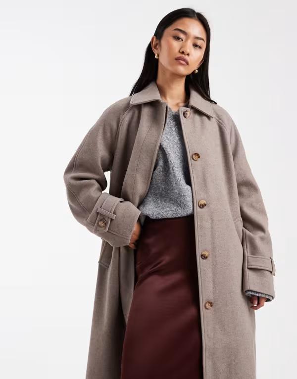 ピーシーズ レディース アウター コート マキシ PIECES clean formal maxi coat melange TAUPE GRAY MELANGE グレー