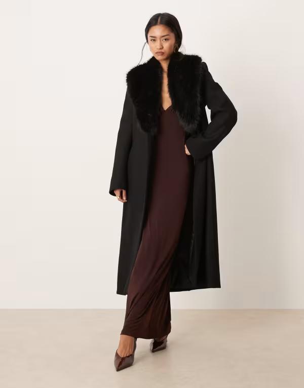 マンゴ レディース アウター コート ウール Mango wool mix tailored coat with faux fur collar Black ブラック 50,280円