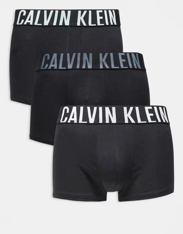 カルバンクライン メンズ アンダーウェア トランクス コットン ロゴ Calvin Kleintense Power 3-pack cotton trunks with gray logo waistbands Multi マルチカラー