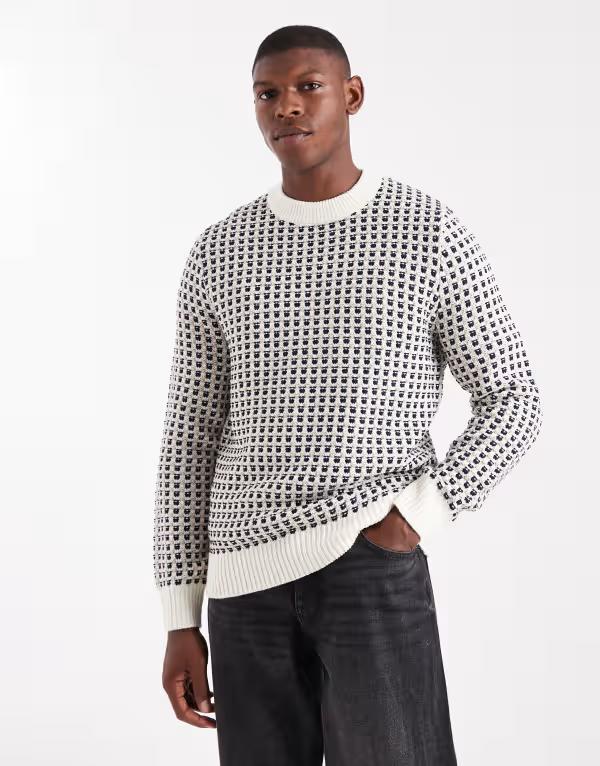 オンリーアンドサンズ メンズ アウター ニット・セーター クルーネック ONLY & SONS crew neck sweater in cream Egret クリーム