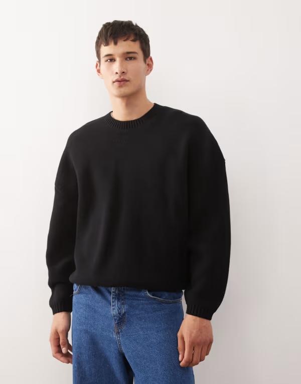 ウィークデイ メンズ アウター ニット・セーター Weekday oversized sweater Black ブラック