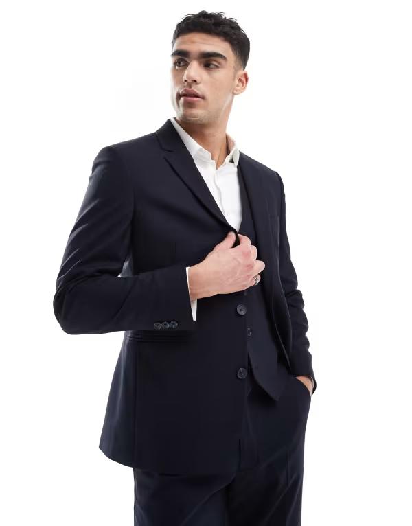 エイソス メンズ アウター ジャケット・ブルゾン ASOS DESIGN slim suit jacket in dark NAVY ネイビー