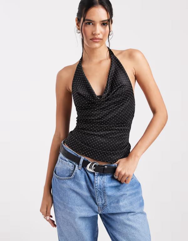ミスセルフフリッジ レディース トップス シャツ Misselfridge hot fix cowl cami top Black ブラック