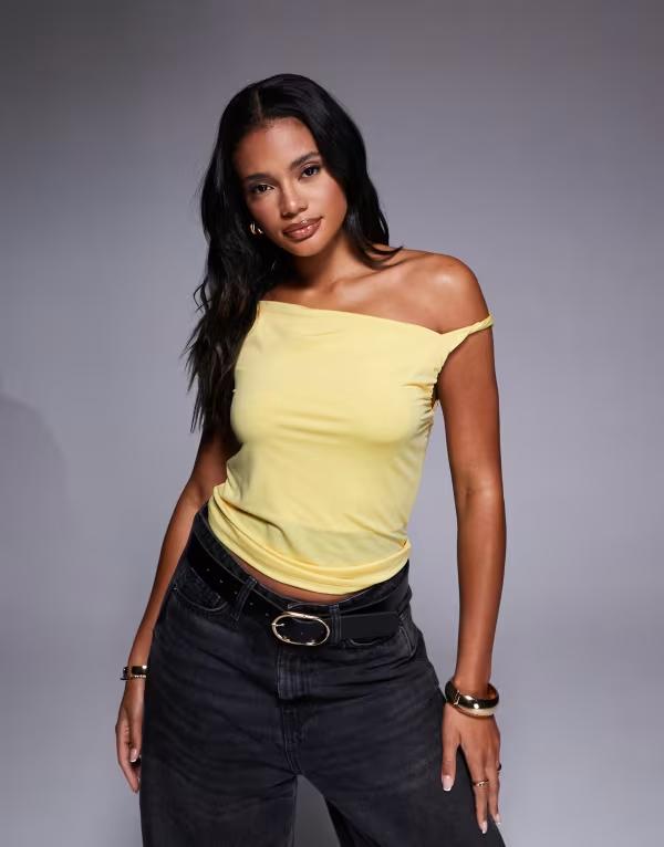 エイソス レディース トップス タンクトップ ドレープ ASOS DESIGN draped twistrap tank top in buttermilk yellow Pastel yellow イエロー