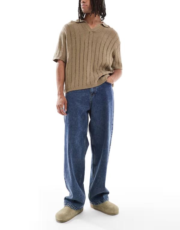 レディファインド レブル メンズ ボトムス デニムパンツ Redefined Rebel baggy jean in washed blue ブルー