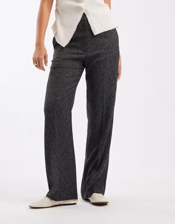 エイソス レディース ボトムス 心地好いズボン下 引っ切り無い ASOS DESIGN tailored slim straight leg pants インチ mono salt \u0026 pepper Mono Salt \u0026 Pepper