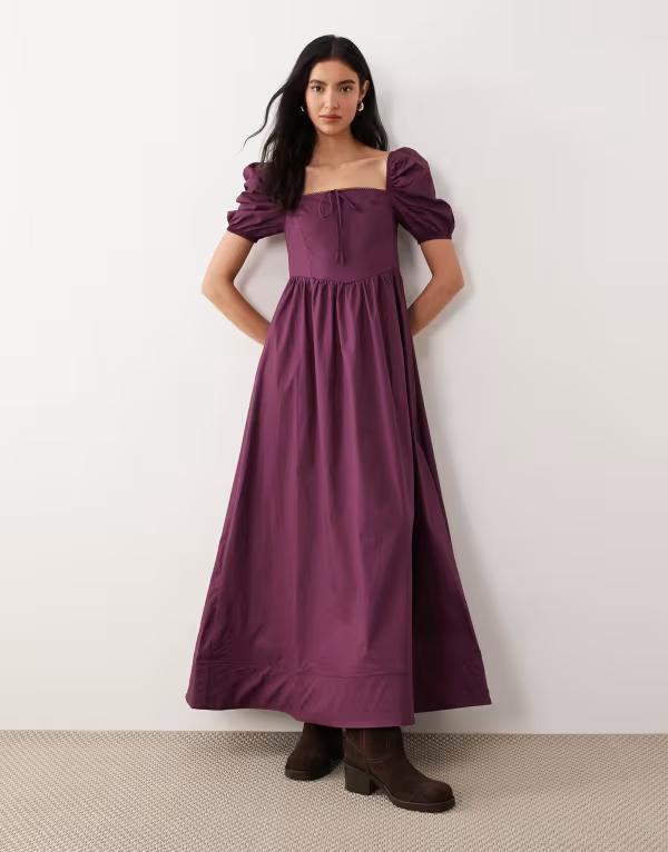 グラマラス レディース トップス 衣装 Glamorousquare neck puff sleeve midaxi dress インチ deep purple パープル