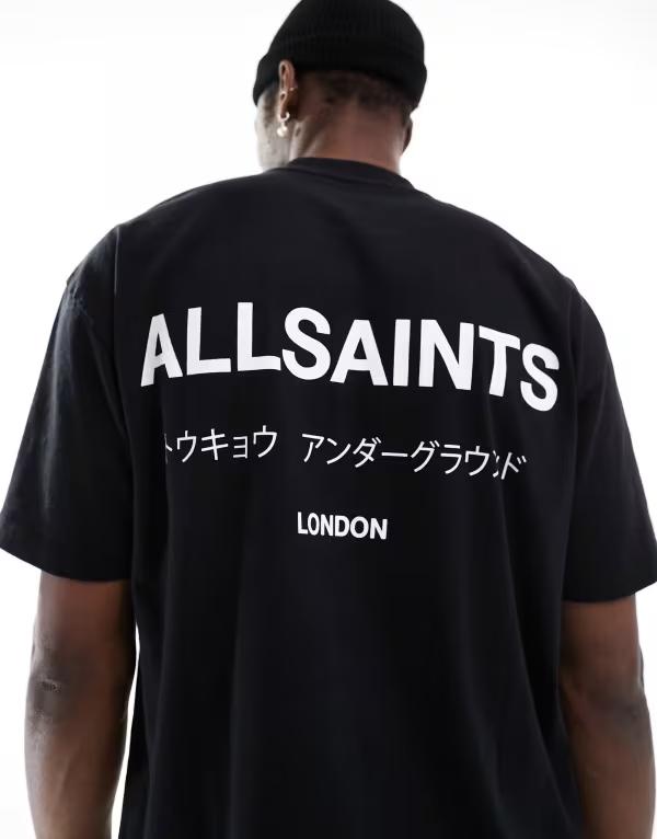 オールセインツ メンズ トップス Tシャツ AllSaints Underground oversized t-shirt Black ブラック|ReVida 店