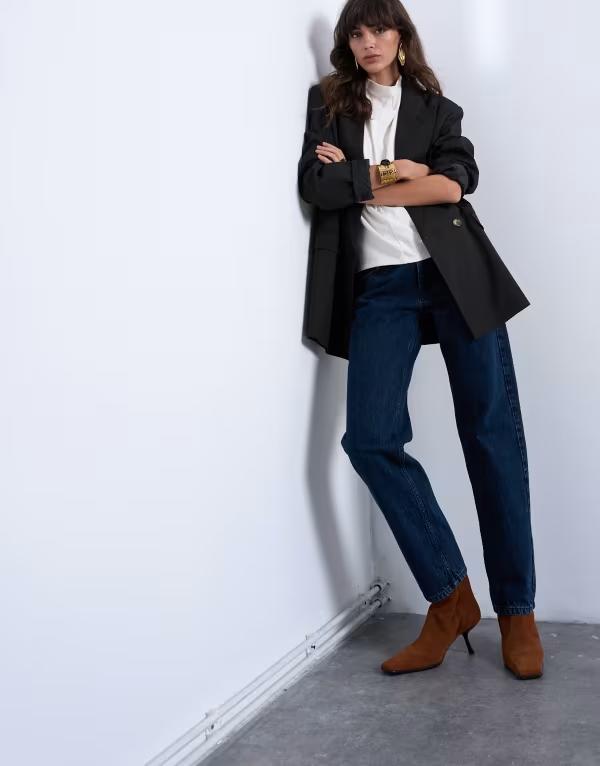 トップショップ レディース ボトムス デニムパンツ ジーンズ Topshop Runway mid rise straight jeans NAVY ネイビー|ReVida 店