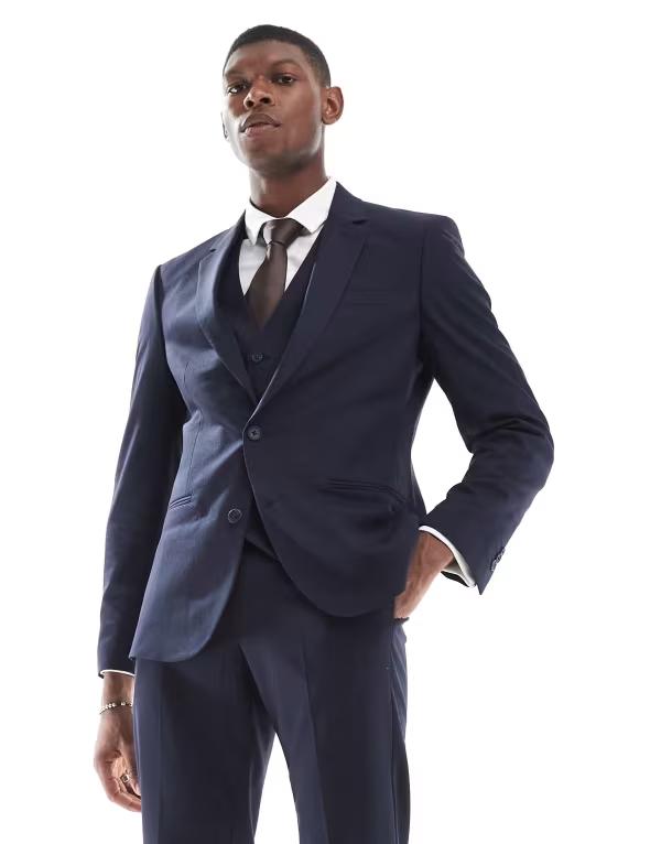 エイソス メンズ アウター ジャケット・ブルゾン ASOS DESIGN skinny suit jacket NAVY ネイビー