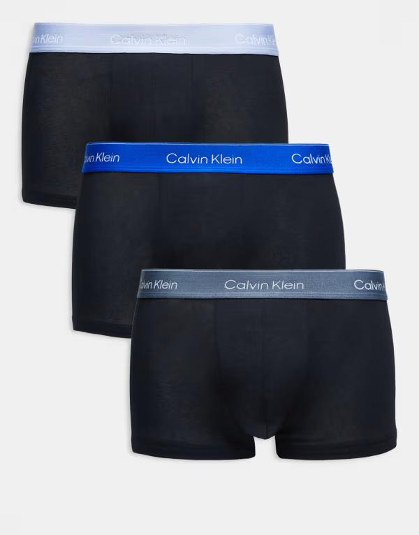 カルバンクライン メンズ アンダーウェア トランクス ローライズ コットン Calvin Klein Icon Cotton Stretch 3 pack low rise briefs with blue/gray waistbands Multi マルチカラー