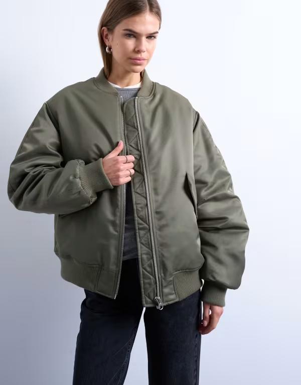 トップショップ レディース アウター ジャケット・ブルゾン コントラスト Topshop bomber jacket with contrast lining in alice GREEN グリーン