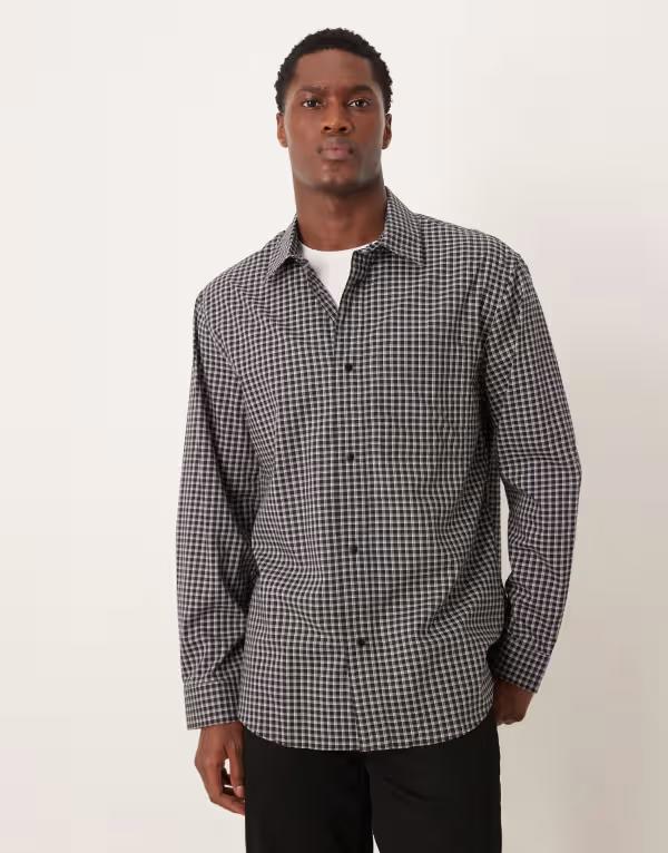マンゴ メンズ トップス シャツ コットン Mango 100% cotton checkered shirt Black ブラック