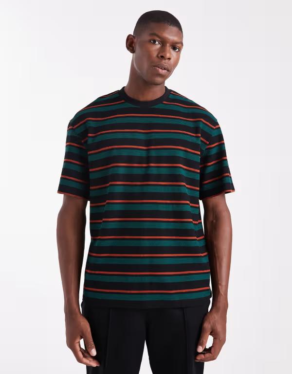 レディファインド レブル メンズ トップス Tシャツ Redefined Rebel boxy striped T-shirt and Multi マルチカラー