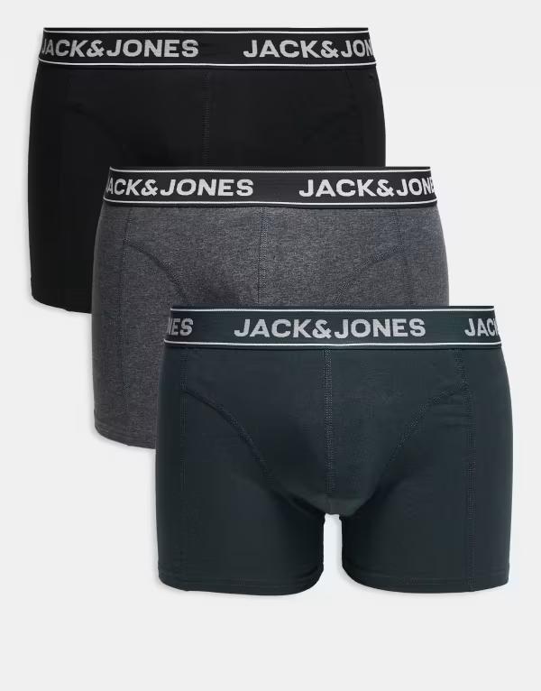 ジャック アンド ジョーンズ メンズ アンダーウェア トランクス Jack \u0026 Jones 3 pack trunks Dark Gray Melange グレー インナー・下着・ナイトウェア-ブリーフ-メンズ