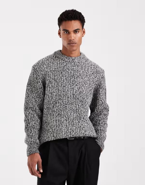 ジャック アンド ジョーンズ メンズ アウター ニット・セーター Jack & Jones twisted yarn sweater Black ブラック